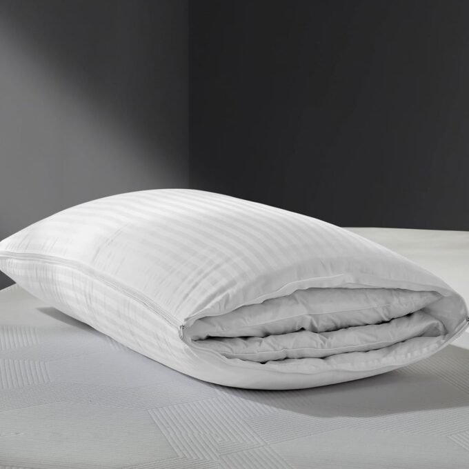 2-in-1 Assembleable Feathers Down Pillow for Sleeping, Standard/Queen Size Soft-Medium-Firm Adjustable Bed Pillow Insert for Stomach, Back or Side Sleepers, 20x28 Inches