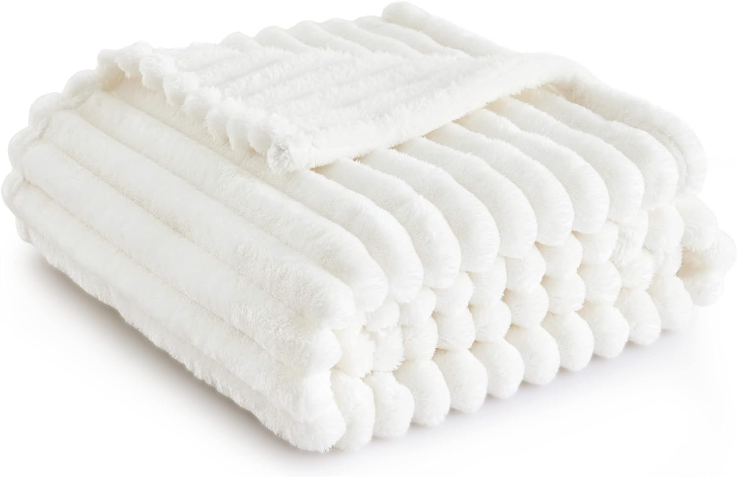 White Throw Blanket for Couch - GentleSoft Cozy Soft Blankets for Women, Cute Small Fleece Throws for Girls, Off White, 50x60 Inches