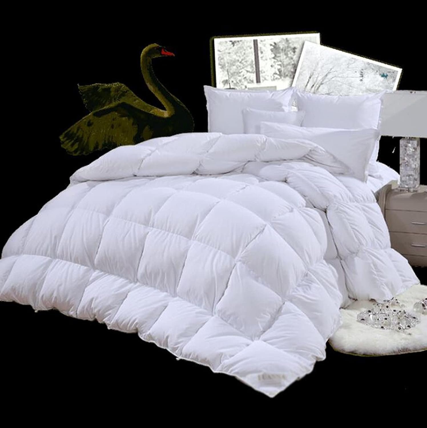 Down Duvet Home Textile 95% White Goose Down Duvet Winter Duvet Double Four Season Duvet Spring and Autumn Goose Down Duvet core Bedding Home Textile Company Gifts Duvet Anti-Duvet