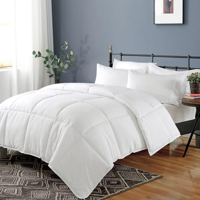 100% Cotton Cover Down  Queen Size, Ultra-Soft Duvet Insert for All Seasons, Breathable  Microfiber Quilted Medium Warm Bed Comforter (88x88”, White)