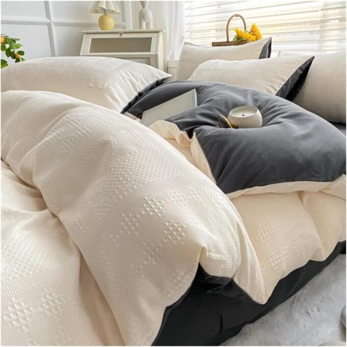 4-Piece Bedding Set Feather Duvet Cover Set Sheet Set Washed Cotton no Filler,Bed Sheets