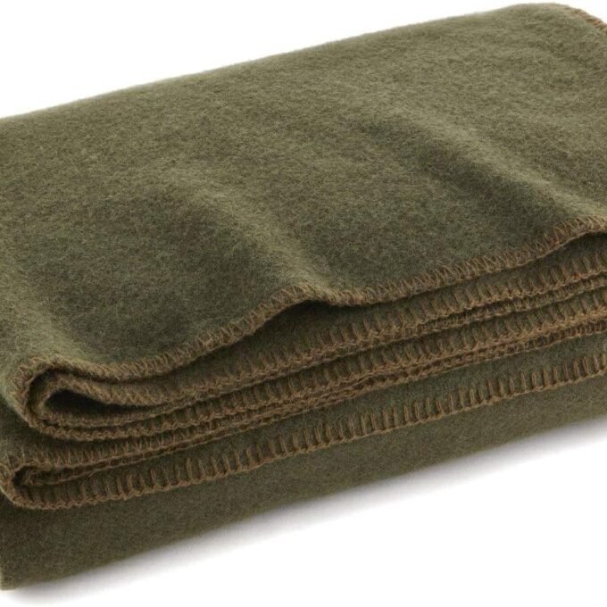 Olive Drab Green Warm Fire Retardant Blanket, 66" x 90" (80% Wool)-US Military Style