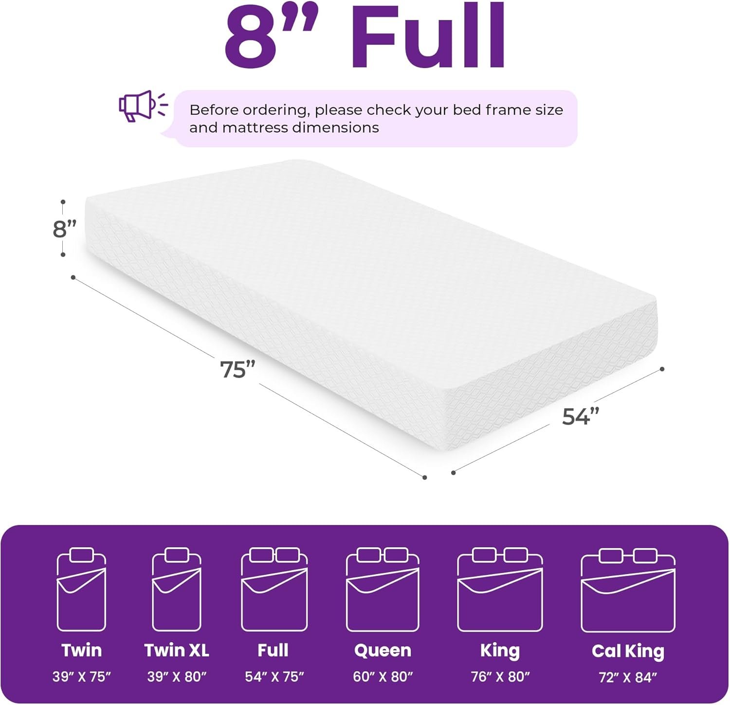8 Inch Full Cooling Gel Memory Foam Mattress for Cool Sleep Medium Firm Certified Foam, Mattress in a Box Pressure Relief Removable Cover No Fiberglass (Full, 8 in) - Image 2
