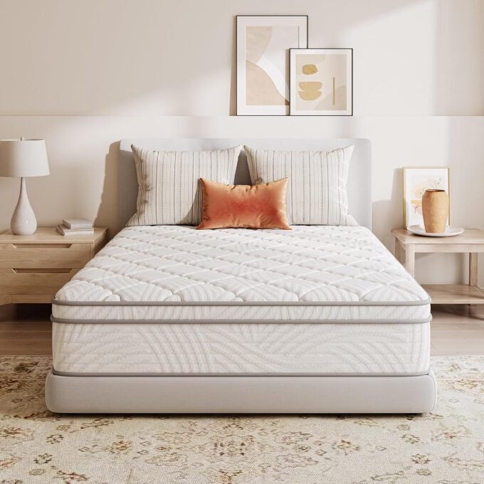 Full Size Mattresses, 10 Inch Hybrid Mattress in a Box with Comfort Foam & Pocket Springs, Plush Bed Mattress for restful Sleep,  Certified