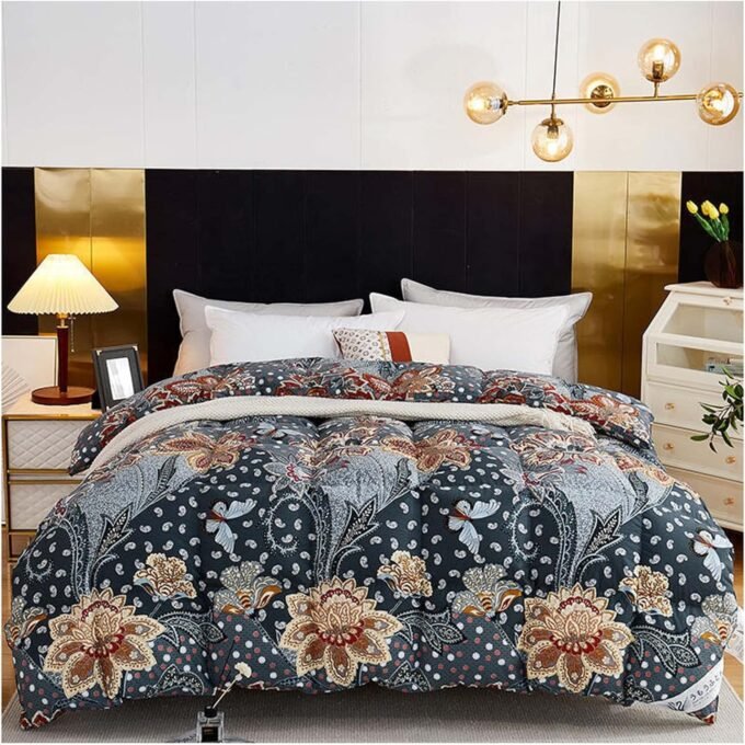 Luxurious Full/Queen Size Duvet Insert, 95% White Goose Down Comforter Filled Core, High-Density Cotton Quilted Duvet with Corner Ties for All-Season,D,160x210cm (2.5 kg)