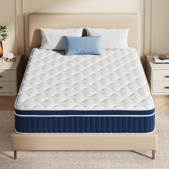 Full Size Mattress, 8 Inch Foam Hybrid Mattress with Independent Spring, Medium Firm Mattress in a Box, Breathable and Pressure Relief,
